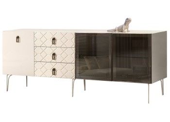 Комод 2.1м Bogemia Farfalle (Слоновая кость) (Lakobel/Черный) БМКМ-5(Fa)[5][10]