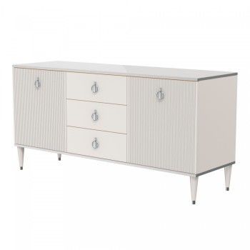 Комод для гостиной 1.6м Римини СОЛО (Слоновая кость/Серебро) РМКМ-4(s)