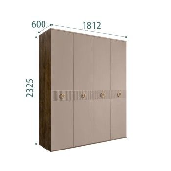 Шкаф 4-х дверный Bogemia Woodline Fi (Мокка/Золото) БМШ2/4