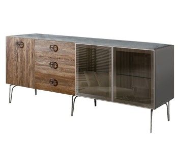 Комод 2.1м Bogemia Wood Fi (Серый) (Novabuk/Хром) БМКМ-5(Wo)[5][10]