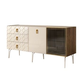 Комод 1.6м Bogemia Woodline Fa (Слоновая кость) (Novabuk/Золото) БМКМ-4[5][10]