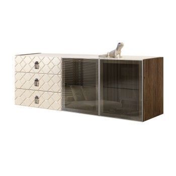 Комод 1.6м Bogemia Woodline Fly Fa (Слоновая кость) (Lakobel/Хром) БМКМ-4[5]