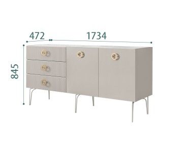 Комод 1.6м Bogemia Fillini (Шелк) (Novabuk/Золото) БМКМ-4(Fi)