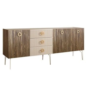 Комод 2.1м Bogemia Woodline Wood Fi (Слоновая кость) (Novabuk/Золото) БМКМ-5