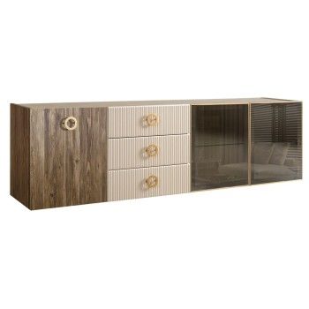 Комод 2.1м Bogemia Woodline Fly Wood Fi (Слоновая кость) (Novabuk/Золото) БМКМ-5[5][10]