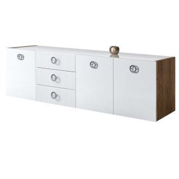 Комод 2.1м Bogemia Woodline Fly Fi (Белый) (Lakobel/Хром) БМКМ-5