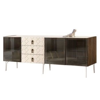 Комод 2.1м Bogemia Woodline Fa (Слоновая кость) (Lakobel/Черный) БМКМ-5[5]