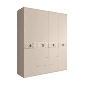 Шкаф 4-х дверный с ящиками, Bogemia Farfalle (Ваниль/Хром) БМШ2/41(Fa)