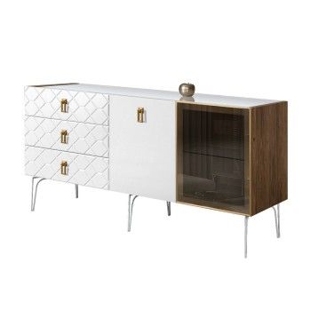 Комод 1.6м Bogemia Woodline Fa (Белый) (Lakobel/Золото) БМКМ-4[5][10]