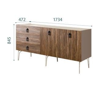 Комод 1.6м Bogemia Wood Fa (Мокка) (Novabuk/Черный) БМКМ-4(Wo)