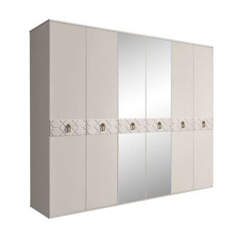 Шкаф 6-ти дв. с зеркалами Bogemia Farfalle (Шелк/Золото) БМШ1/6(Fa)