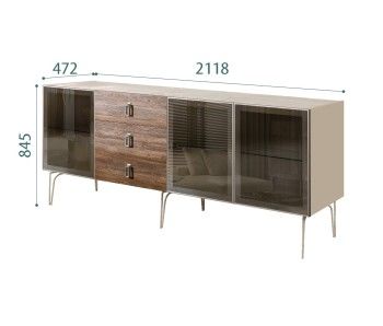 Комод 2.1м Bogemia Wood Fa (Ваниль) (Novabuk/Хром) БМКМ-5(Wo)[5]