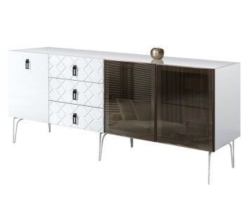 Комод 2.1м Bogemia Farfalle (Белый) (Lakobel/Черный) БМКМ-5(Fa)[5][10]