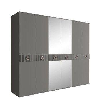 Шкаф 6-ти дв. с зеркалами Bogemia Fillini (Серый/Хром) БМШ1/6(Fi)