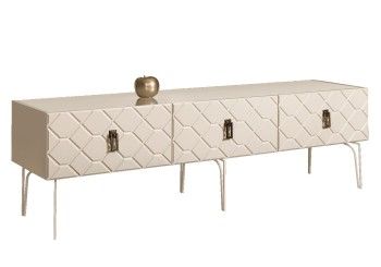 Тумба под телевизор 1.6м Bogemia Farfalle (Слоновая кость) (Lakobel/Черный) БМТ-1(Fa)