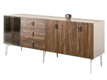 Комод 2.1м Bogemia Wood Fa (Слоновая кость) (Lakobel/Хром) БМКМ-5(Wo)[4]