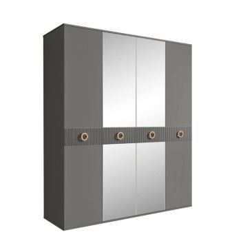 Шкаф 4-х дв. с зеркалами Bogemia Fillini (Серый/Золото) БМШ1/4(Fi)