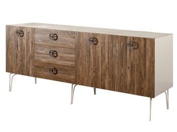 Комод 2.1м Bogemia Wood Fi (Слоновая кость) (Novabuk/Хром) БМКМ-5(Wo)