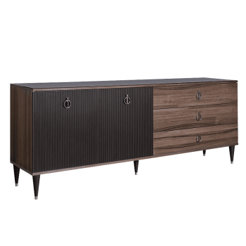 Комод для гостиной 2.1м Римини СОЛО (Орех империя/Серебро) РМКМ-5(s)