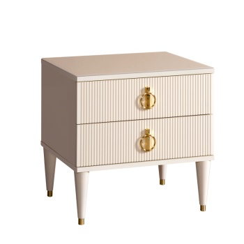 Тумба прикроватная 2 ящика Римини СОЛО (Бежевый/Золото) РМТП-2(s)