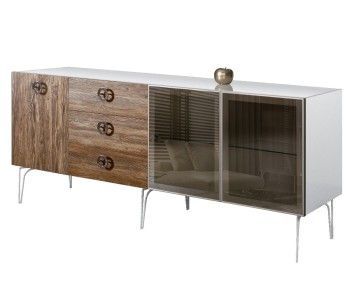 Комод 2.1м Bogemia Wood Fi (Белый) (Lakobel/Хром) БМКМ-5(Wo)[5][10]