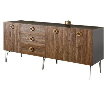 Комод 2.1м Bogemia Wood Fi (Серый) (Lakobel/Золото) БМКМ-5(Wo)