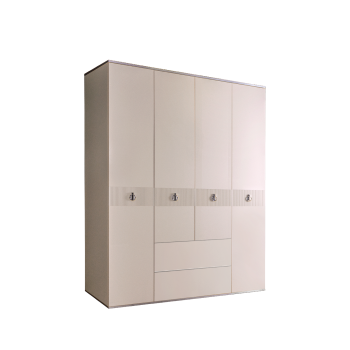 Шкаф 4-х дверный с ящиками Римини СОЛО (Слоновая кость/Серебро) РМШ2/41(s)