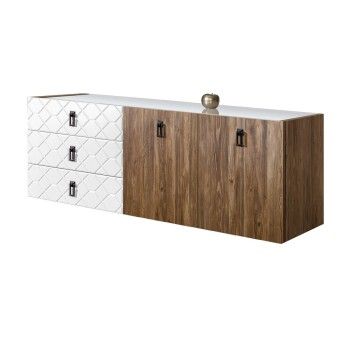 Комод 1.6м Bogemia Woodline Fly Wood Fa (Белый) (Lakobel/Черный) БМКМ-4