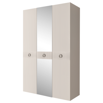 Шкаф 3-х дверный с зеркалом Bogemia Fillini (Слоновая кость/Хром) БМШ1/3(Fi)