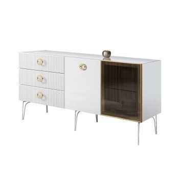 Комод 1.6м Bogemia Fillini (Белый) (Lakobel/Золото) БМКМ-4(Fi)[5][10]