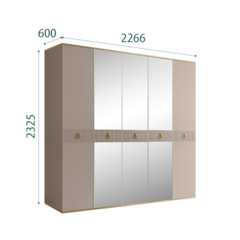 Шкаф 5-ти дверный с зеркалом Римини СОЛО (Мокка/Золото) РМШ1/5(s)