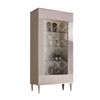 Витрина 2-ств. Римини СОЛО (Слоновая кость/Серебро) (Левая) РМВ2-2С(s)