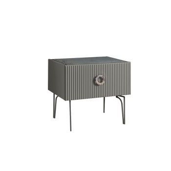 Тумба прикроватная Bogemia Fillini (Серый) (Novabuk/Хром) БМТП-1(Fi)