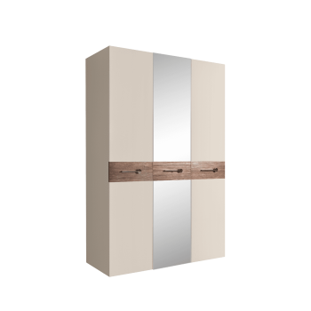 Шкаф 3-х дверный с зеркалом Bogemia Wood Wo (Слоновая кость/Хром) БМШ1/3(Wo)
