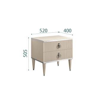 Тумба прикроватная 2 ящика Римини СОЛО (Ваниль/Серебро) РМТП-2(s)