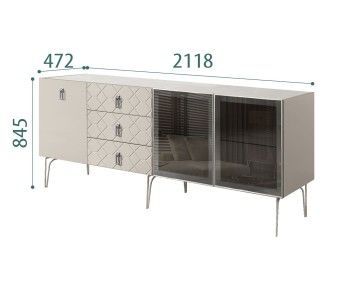 Комод 2.1м Bogemia Farfalle (Шелк) (Novabuk/Хром) БМКМ-5(Fa)[5][10]