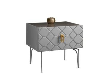 Тумба прикроватная Bogemia Farfalle (Серый) (Lakobel/Золото) БМТП-1(Fa)