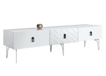 Тумба под телевизор 2.1м Bogemia Farfalle (Белый) (Lakobel/Черный) БМТ-2(Fa)[10]