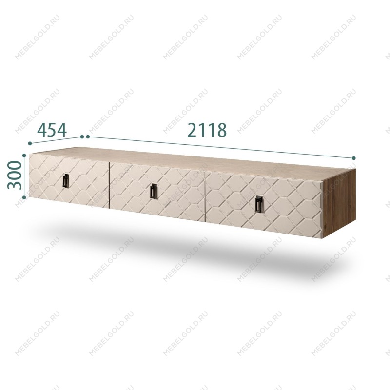 Тумба телевизионная 2.1м Bogemia Woodline Fly Fa (Ваниль) (Novabuk/Черный) БМТ-2