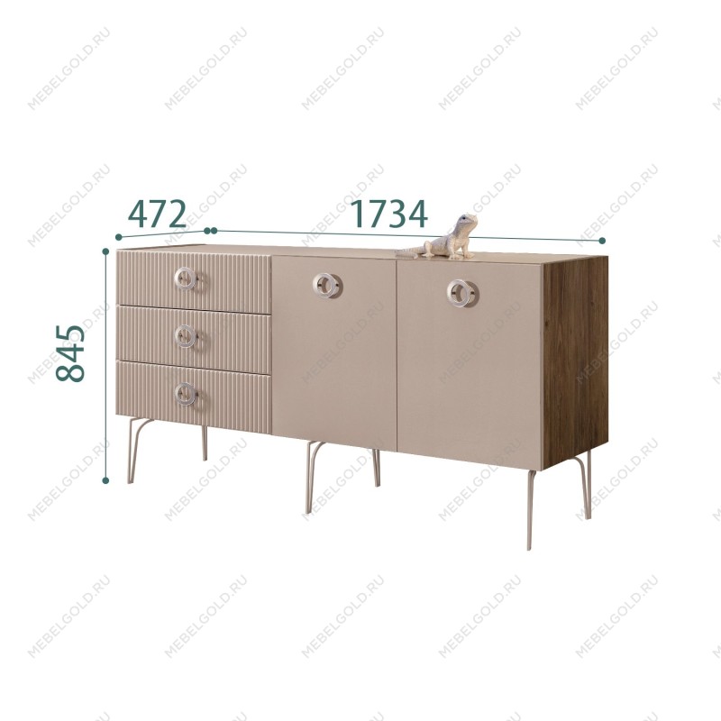 Комод 1.6м Bogemia Woodline Fi (Мокка) (Lakobel/Хром) БМКМ-4