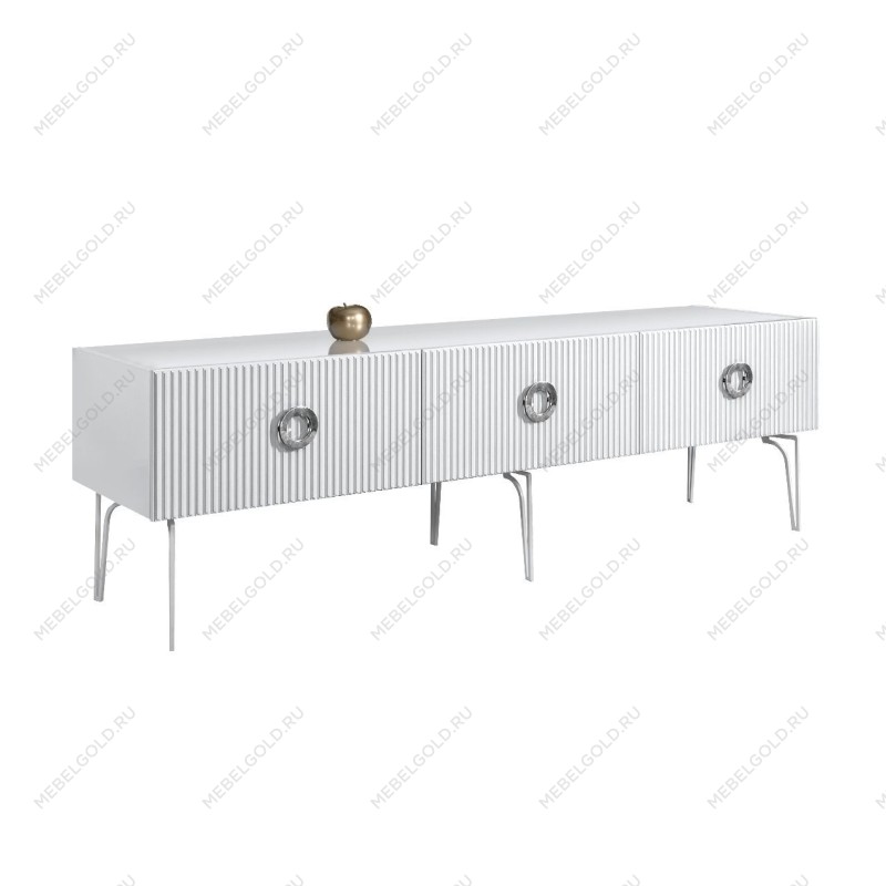 Тумба под телевизор 1.6м Bogemia Fillini (Белый) (Lakobel/Хром) БМТ-1(Fi)