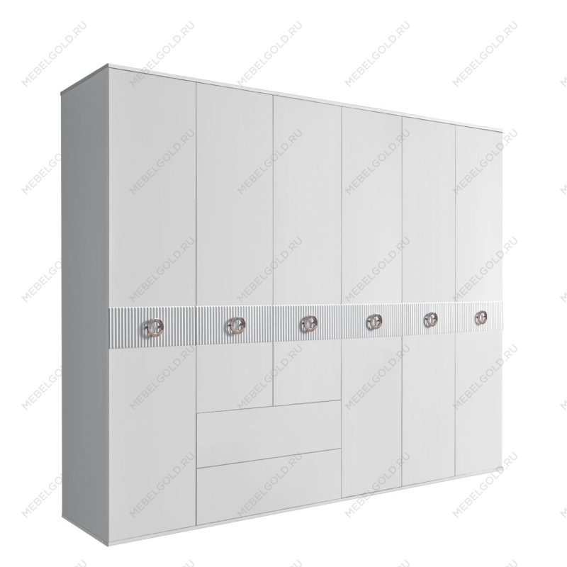Шкаф 6-ти дверный с ящиками, Bogemia Fillini (Белый/Хром) БМШ2/61(Fi)