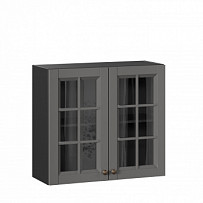 Амели-3 Шкаф кухонный 800 со стеклом (Чёрный/Оникс серый)