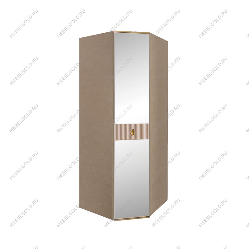 Шкаф угловой с зеркалом Римини СОЛО (Латте/Золото) РМШУ1/1(s)