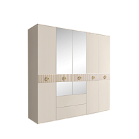 Шкаф 5-ти дверный с зеркалами, с ящиками, Bogemia Fillini (Слоновая кость/Золото) БМШ1/51(Fi)