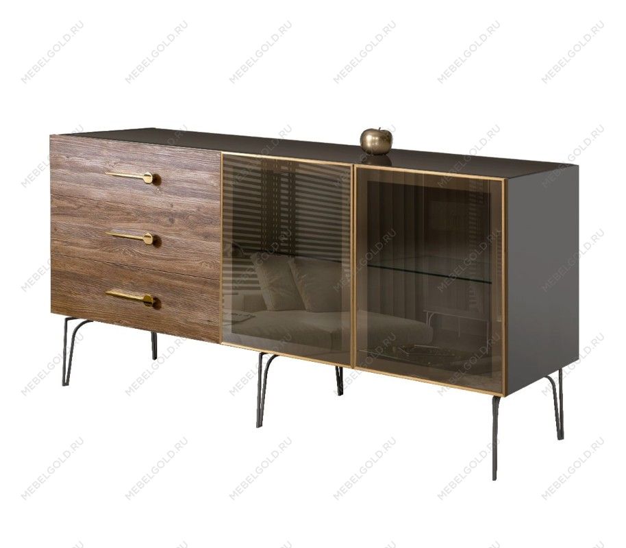 Комод 1.6м Bogemia Wood Wo (Серый) (Lakobel/Золото) БМКМ-4(Wo)[5]