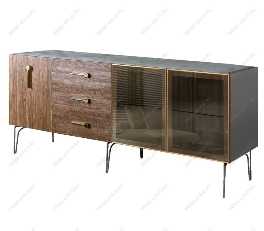 Комод 2.1м Bogemia Wood Wo (Серый) (Novabuk/Золото) БМКМ-5(Wo)[5][10]