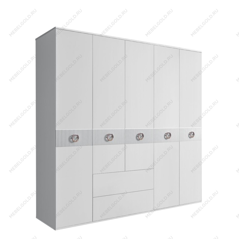 Шкаф 5-ти дверный с ящиками, Bogemia Fillini (Белый/Хром) БМШ2/51(Fi)