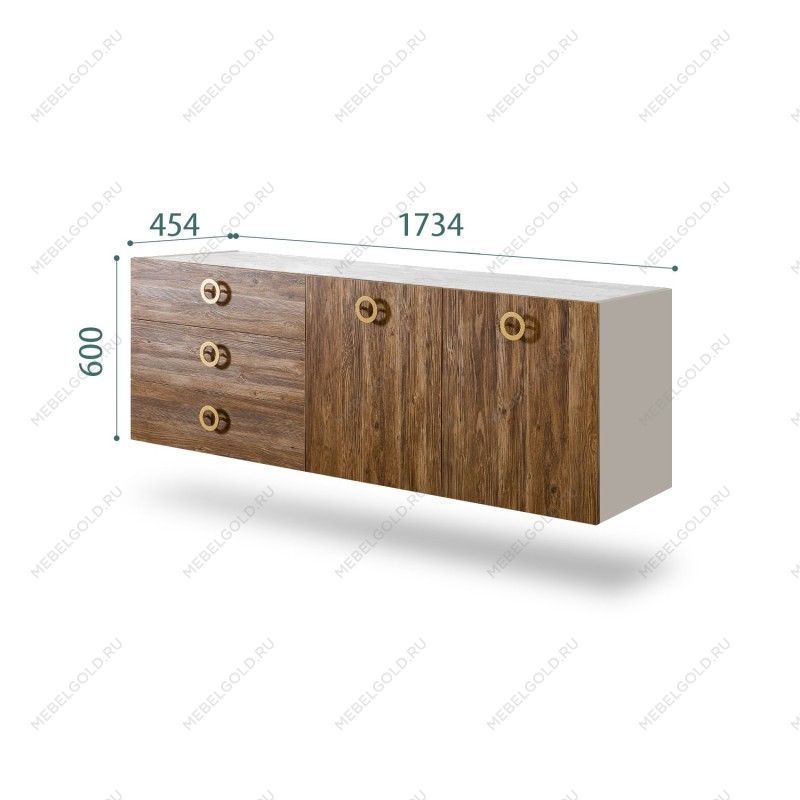 Комод 1.6м Bogemia Fly Wood Fi (Шелк) (Novabuk/Золото) БМКМ-4