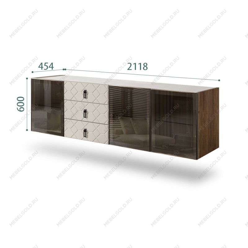 Комод 2.1м Bogemia Woodline Fly Fa (Шелк) (Novabuk/Черный) БМКМ-5[5]